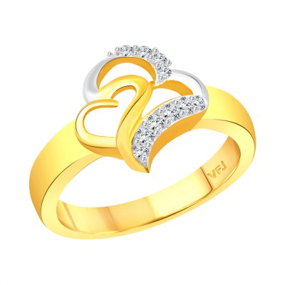 VIGHNAHARTA New Couple Heart Ring for Women and Girls - [VFJ1293FRG10] Alloy Cubic Zirconia Gold Plated Ring