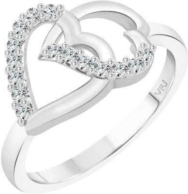 VIGHNAHARTA Interlocking Heart Ring for Women and Girls - [VFJ1294FRR7] Alloy Cubic Zirconia Gold Plated Ring