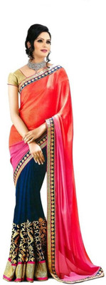 Kuber Enterprise Embroidered Bollywood Georgette Saree(Orange) Flipkart