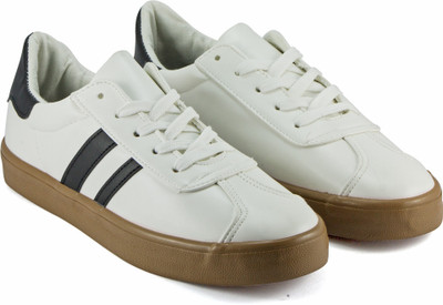 

DeVEE Native Crew Double Striped White - Black Sneakers For Men(White, Black