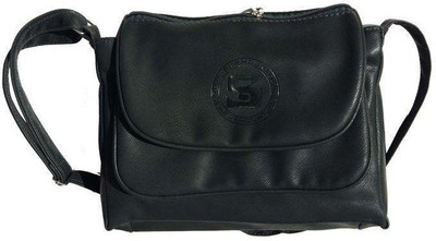 

surmount Girls Casual Black Leatherette Sling Bag