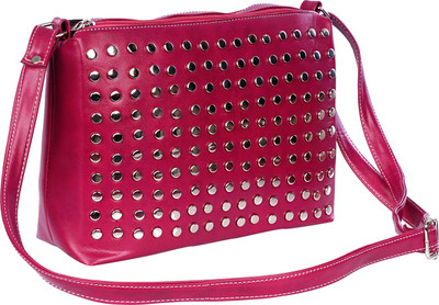 

Leather Land Girls Casual Pink Leatherette Sling Bag