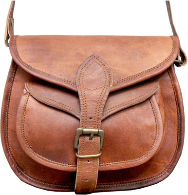 

mangalmurti Girls Casual Brown Genuine Leather Sling Bag