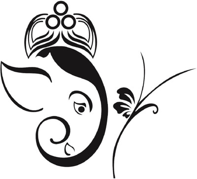 Asmi Collections 85 cm Auspicious and Floral God Ganesha Removable Sticker(Pack of 1)
