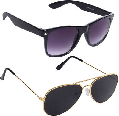 Reyda Aviator, Rectangular Sunglasses(Violet, Black
