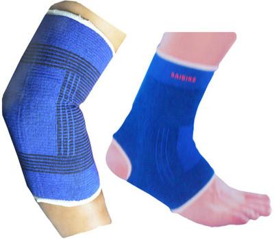 

Faynci Elastic Elbow and Ankle Support Gaurd Pain Relief for Gym and Physical Activities (Free Size, Blue) Elbow & Ankle Support(Blue