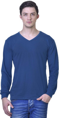 

Inkovy Solid Men' V-neck Light Blue T-Shirt