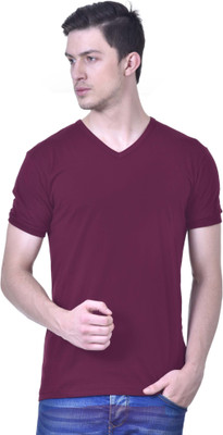 

Inkovy Solid Men's V-neck Maroon T-Shirt