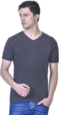 

Inkovy Solid Men' V-neck Black T-Shirt, Darkgrey