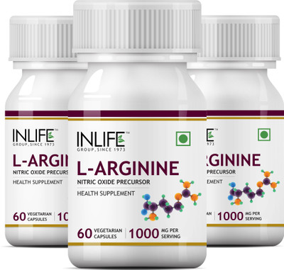 

Inlife L-Arginine 1000mg (60 Vegetarian Capsules) Per Serving, Nitric Oxide Precursor(60 No)