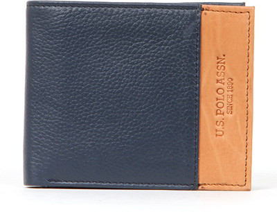

U.S. Polo Assn Men Blue, Brown Genuine Leather Wallet(8 Card Slots), Multicolor