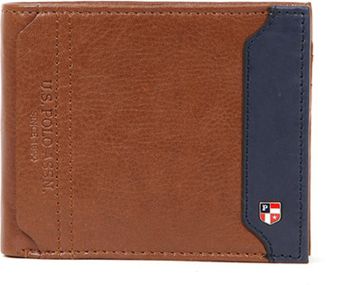 

U.S. Polo Assn Men Brown, Blue Genuine Leather Wallet(8 Card Slots), Multicolor