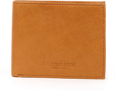 

U.S. Polo Assn Men Brown Genuine Leather Wallet(4 Card Slots), Tan