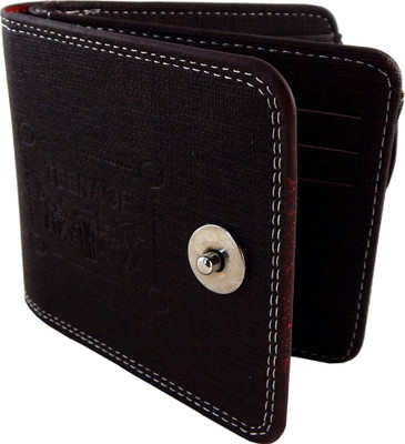 

Teenage Men Brown Artificial Leather Wallet(9 Card Slots)