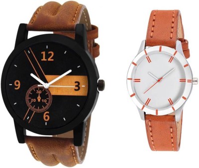 Gopal Retail New Stylish Combo Leather Strap 001 002 Watch Watch  - For Couple   Watches  (Gopal Retail)