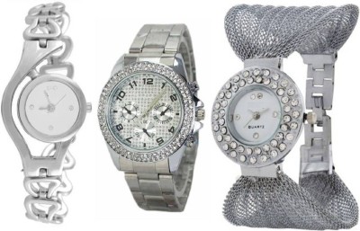 Ismart Silver paidu ,silver chain ,and silver Zullo combo for women watches Watch  - For Girls   Watches  (Ismart)