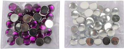 

GOELX Round Kundan Stones Pastable for Jewellery Decoration & Crafts !! Pack of 400 Stones 8mm Silver & Purple