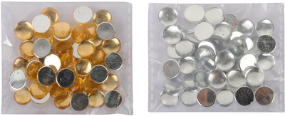 

GOELX Round Multicolor Kundan Stones Pastable for Jewellery Decoration & Crafts !! Pack of 400 Stones 8mm Golden & Silver