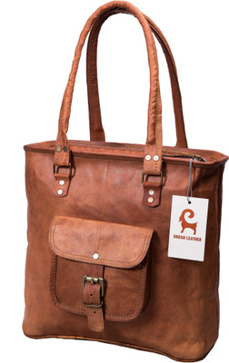 

urban leather Handmade Ladies Soft Premium Leather Shopping Bag Carry Bag Tote Bag Evening Bag Messenger Bag(Brown, 24 inch)
