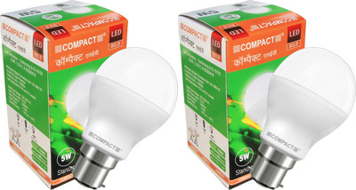 

Compact 5 W Standard B22 LED Bulb(White, Pack of 2)