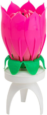 

ENJOY Pink Lotus Rotating Musical Candle(Pink, Pack of 1)