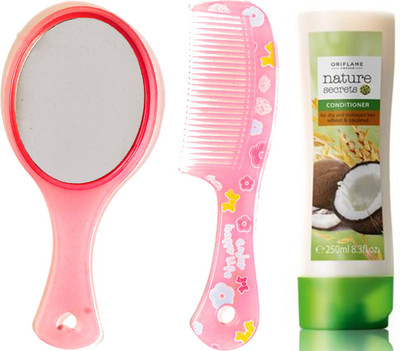 

Oriflame Sweden Nature Secrets Conditioner for Dry and Damaged Hair Wheat & Coconut 250ml (21862) With Mirror & Comb Set(Set of 3)