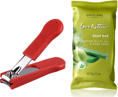 

Oriflame Sweden Love Nature Soap Bar with Moisturising Olive Oil & Aloe Vera 75g (32609) With Nail Cutter(Set of 2)