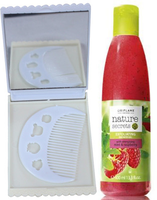 

Oriflame Sweden Nature Secrets Exfoliating Shower Gel with Energizing Mint & Raspberry 400ml (22670) With Comb & Mirror Set(Set of 3)