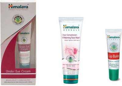 

Himalaya under eye cream, clear complexion whitening face wash , lip balm(Set of 3)