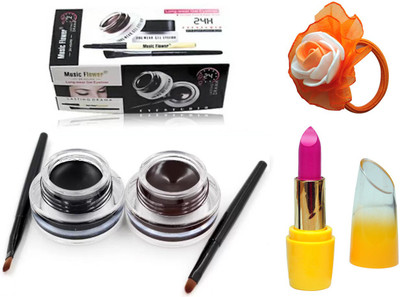 

Music Flower Gel Eyeliner Smudge Proof & Waterproof, Lipstick and Band(Set of 3)