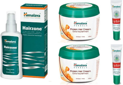

Himalaya Hairzone Solution, Protein Hair Cream, Lip Balm(Set of 5)