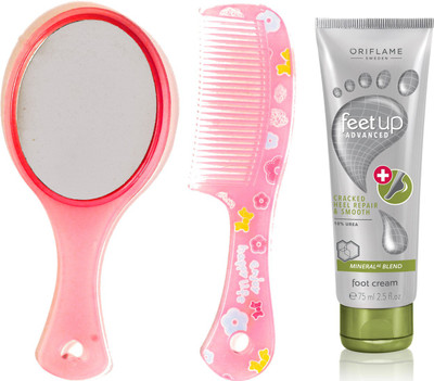 

Oriflame Sweden Feet Up Advance Cracked Heel Cream 75ml ( 33027 ) With Mirror & Comb Set(Set of 3)