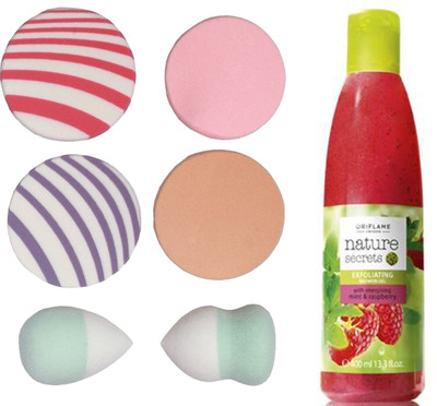 

Oriflame Sweden Nature Secrets Exfoliating Shower Gel with Energizing Mint & Raspberry 400ml (22670) With Puff Sponge(Set of 7)