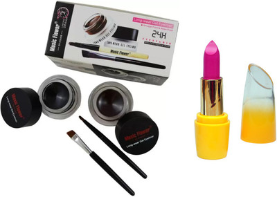 

Music Flower Long Lasting Waterproof Gel Eyeliner and Lipstick(Set of 2)