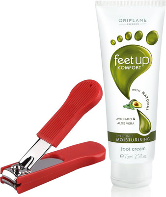 

Oriflame Sweden Feet Up Comfort Overnight Moisturising Foot Cream 75ml ( 32370 ) With Nail Cutter(Set of 2)