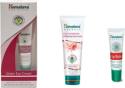 

Himalaya under eye cream, clear complexion whitening face scrub, lip balm(Set of 3)