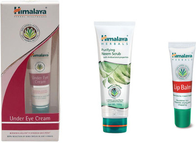 

Himalaya under eye cream , purifying neem face scrub , lip balm(Set of 3)