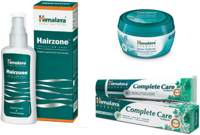 Himalaya Hairzone Solution, Complete Care Toothpaste, Winter Defense Moisturizing Cream(Set of 3)