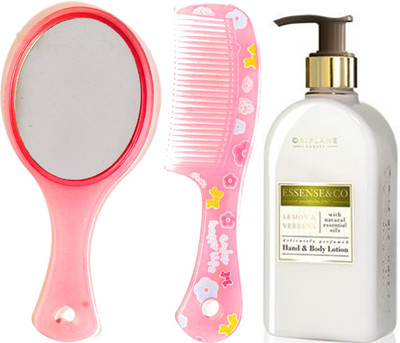 

Oriflame Sweden Essense&Co. Lemon & Verbena Hand & Body Lotion 300ml ( 31851 ) With Mirror & Comb Set(Set of 3)