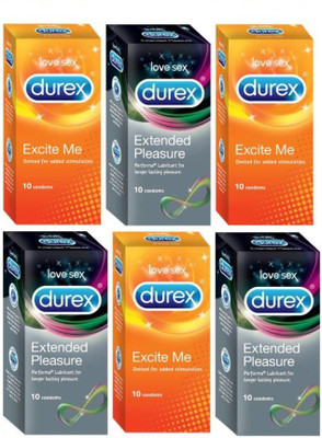 Durex Love Sex | Extended Pleasure & Excite ME Combo | Discreet Packing Condom(Set of 6, 60S) available at flipkart for Rs.786