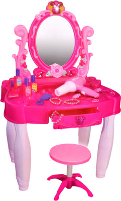 

Toyshine Big Size Musical Beauty Table and Chair with Music, Lights and Working Blower(Pink)