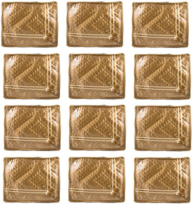 

Addyz Deginer Pack of 12 Pieces 2 inch Satin Saree Cover Salwar Suit Kamiz Cover Storage Bag Up to 2 Saree or Salwar in Each Saree Cover. Storage Bag(Gold)