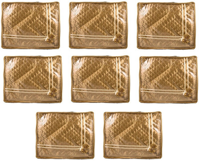 

Addyz Deginer Pack of 8 Pieces 2 inch Satin Saree Cover Salwar Suit Kamiz Cover Storage Bag Up to 2 Saree or Salwar in Each Saree Cover. Storage Bag(Gold)