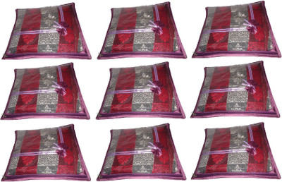 

Addyz Deginer Pack of 9 Pieces Single Satin Saree Cover Salwar Suit Kamiz Cover Storage Bag Up to 1 Saree or Salwar in Each Saree Cover. Storage Bag(Purple)