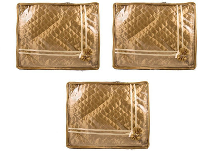 

Addyz Deginer Pack of 3 Pieces 2 inch Satin Saree Cover Salwar Suit Kamiz Cover Storage Bag Up to 2 Saree or Salwar in Each Saree Cover. Storage Bag(Gold)
