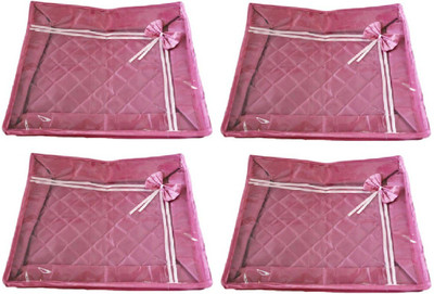 

Addyz Deginer Pack of 4 Pieces Single Satin Saree Cover Salwar Suit Kamiz Cover Storage Bag Up to 2 Saree or Salwar in Each Saree Cover. Storage Bag(Pink)