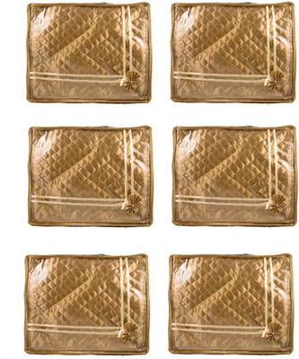 

Addyz Deginer Pack of 6 Pieces 2 inch Satin Saree Cover Salwar Suit Kamiz Cover Storage Bag Up to 2 Saree or Salwar in Each Saree Cover. Storage Bag(Gold)