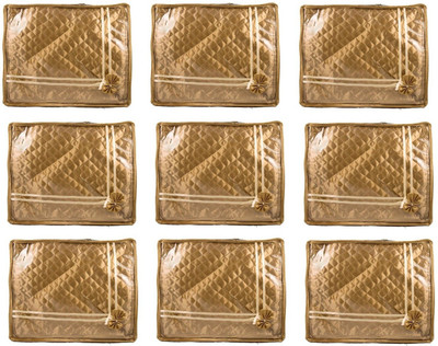 

Addyz Deginer Pack of 9 Pieces 2 inch Satin Saree Cover Salwar Suit Kamiz Cover Storage Bag Up to 2 Saree or Salwar in Each Saree Cover. Storage Bag(Gold)