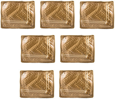 

Addyz Deginer Pack of 7 Pieces 2 inch Satin Saree Cover Salwar Suit Kamiz Cover Storage Bag Up to 2 Saree or Salwar in Each Saree Cover. Storage Bag(Gold)