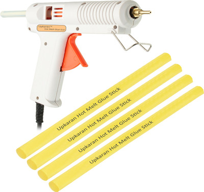 

Upkaran Hot Melt Professional Leak Proof Precision Long Copper Nozzle Adjustable Temperature Glue Gun 150 Watt with 4 Stick(Standard Size) For School Project, Hobby kit and Craft Work Adjustable Temperature Corded Glue Gun(11 mm)
